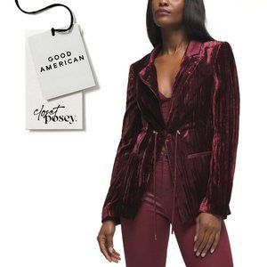 NWT . good american . velvet blazer . plum . 3 . large